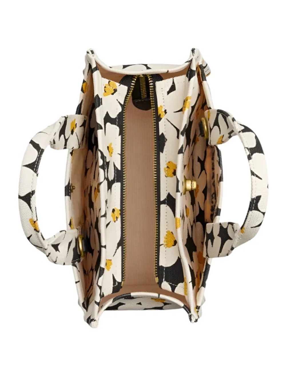 Coach Floral Cargo ToteBlack Floral Canvas Tote 26 with Gold Accents - Picture 5 of 16